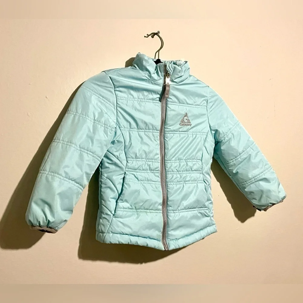 Gerry Girls 5/6 Insulated Snow Puffer Winter Jacket Light Aqua‎ Blue Zip Up